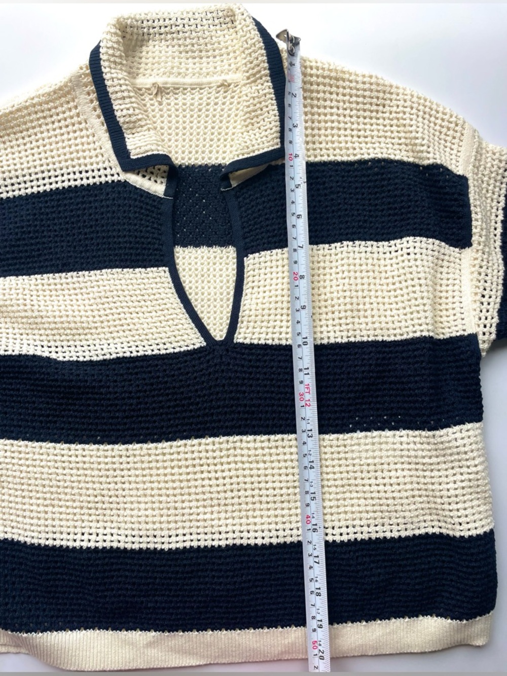 Vanessa Bruno Edaly Open Knit Polo Sweater Striped Cotton - Picture 9 of 10